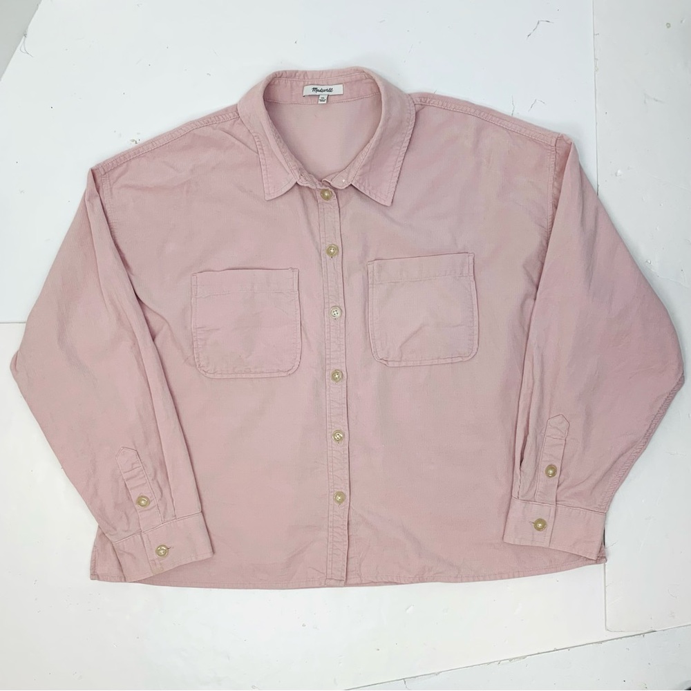 Madewell Women XL Lightweight Shirt Jacket Corduroy Baby Pink Shacket